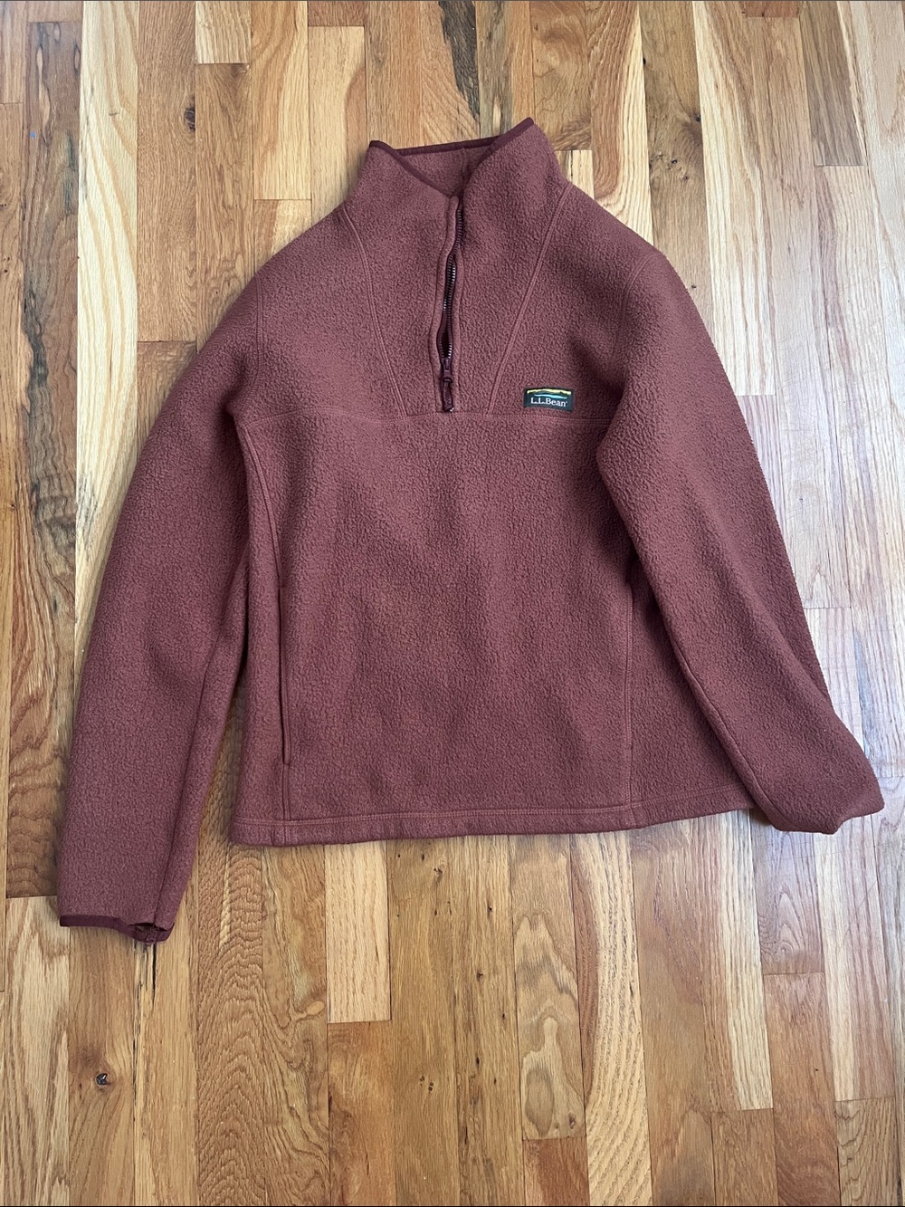 L.L. Bean Rust Quarter-Zip Fleece Pullover